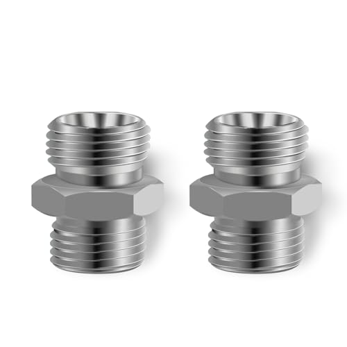 2pcs M16 to M16 Carbon Stee Fittings Adapters for Mini Excavator Adapting, Reducing Or Enlarging Connect Such Air Pipe, Fuel Pipe, Water Pipe, Etc Full Port Straight Pipe Fitting Connector - size: M16-M16