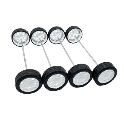 8PCS Toy Car Wheel RC Car Rubber Tire Wheel with Metal Shaft Axles for RC Car Truck Robot DIY Model Car Building Parts (2x30mm) - style: 2x30mm