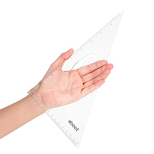EBOOT 2 Pcs Large Transparent Triangle Ruler 30/60 and 45/90 Degrees, Clear - color: Clear
