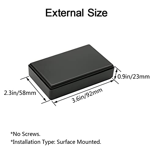 LeMotech Project Box, 5 Pieces ABS Electrical Box Small Junction Box for Electronics PCB Case,Electronic Hobby Box Black, Outside Size 3.6 x 2.3 x 0.9 inch (92 x 58 x 23 mm) - size: 3.6" x 2.3" x 0.9"(5pc)