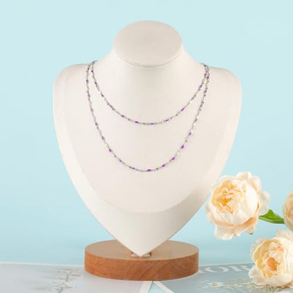 UMAOKANG Purple Enamel Chains for Making Jewelry Stainless Steel Chain Roll - color: Steel-Purple