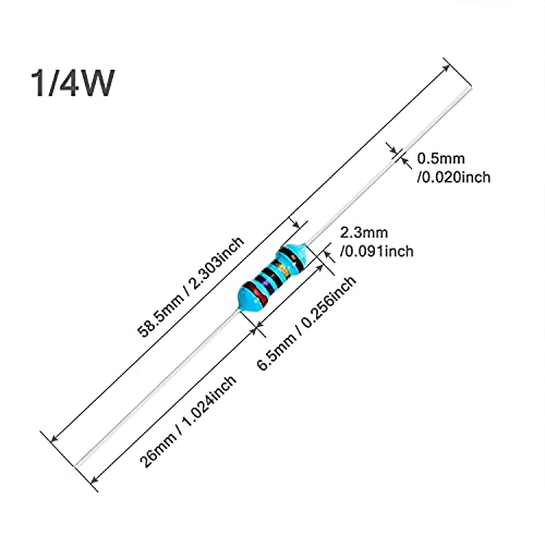 Chanzon 100pcs 1/4W (0.25W) 4.7 Ω ohm Metal Film Fixed Resistor - size: [1-4ZC01] 4.7 ohm