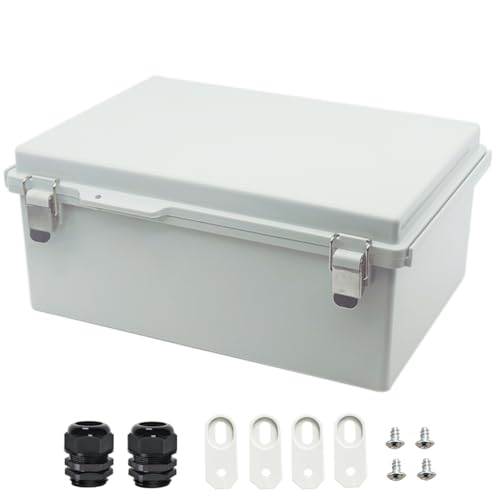 Zulkit Junction Box ABS Plastic Dustproof Waterproof IP67 Electrical Boxes Hinged Shell Outdoor Universal Project Enclosure Grey, Stainless Steel Buckles 13.8 x 9.8 x 5.9 Inch - size: 13.8"x9.8"x5.9" GC k