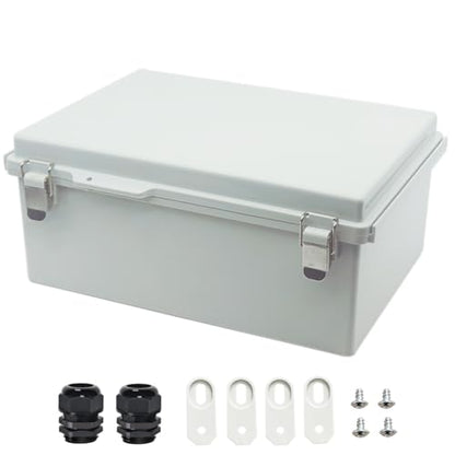 Zulkit Junction Box ABS Plastic Dustproof Waterproof IP67 Electrical Boxes Hinged Shell Outdoor Universal Project Enclosure Grey, Stainless Steel Buckles 13.8 x 9.8 x 5.9 Inch - size: 13.8"x9.8"x5.9" GC k