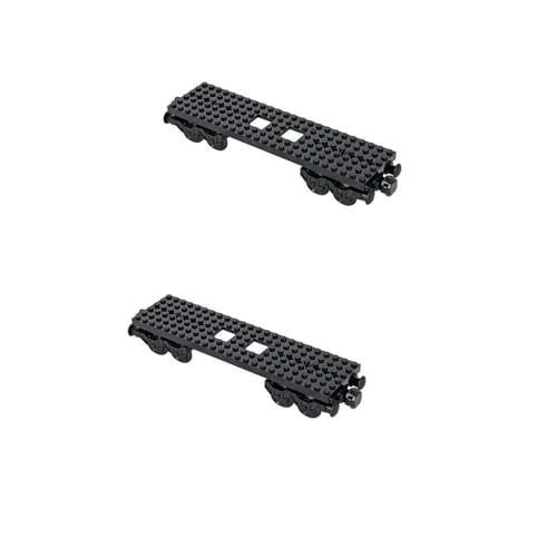 MOC City Creative Building Set – Train Base Wheels, Low-Loader Truck & Railway Tracks DIY Kit (Compatible with Technical Parts 92339, 92088, 4025) (2PCS Train Base) - style: 2PCS Train Base