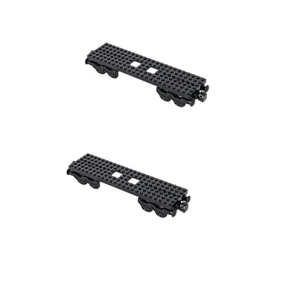 MOC City Creative Building Set – Train Base Wheels, Low-Loader Truck & Railway Tracks DIY Kit (Compatible with Technical Parts 92339, 92088, 4025) (2PCS Train Base) - style: 2PCS Train Base