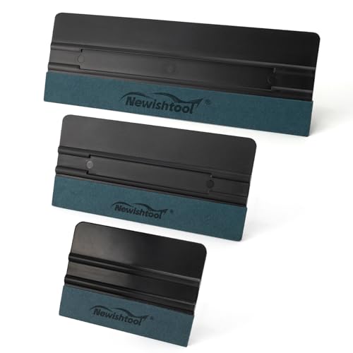 NEWISHTOOL 3 Pcs Vinyl Wrap Squeegee Different Size Felt Squeegee for Vinyl - color: 3 Pcs-black