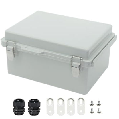 Zulkit Junction Box ABS Plastic Dustproof Waterproof IP67 Electrical Boxes Hinged Shell Outdoor Universal Project Enclosure Grey, Stainless Steel Buckles 8.7 x 6.7 x 4.3 Inch - size: 8.7"x6.7"x4.3" GC k