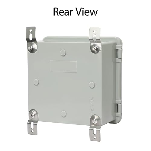 Junction Box IP65 Waterproof Electrical Box Outdoor ABS Plastic Project Box Hinged Shell Universal Enclosure Box with Mounting Plate, Wall Brackets, Cable Glands 5.2" x 5.2" x 3.3" - color: Grey, size: 5.2" x 5.2" x 3.3"