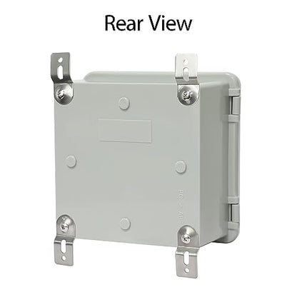 Junction Box IP65 Waterproof Electrical Box Outdoor ABS Plastic Project Box Hinged Shell Universal Enclosure Box with Mounting Plate, Wall Brackets, Cable Glands 5.2" x 5.2" x 3.3" - color: Grey, size: 5.2" x 5.2" x 3.3"