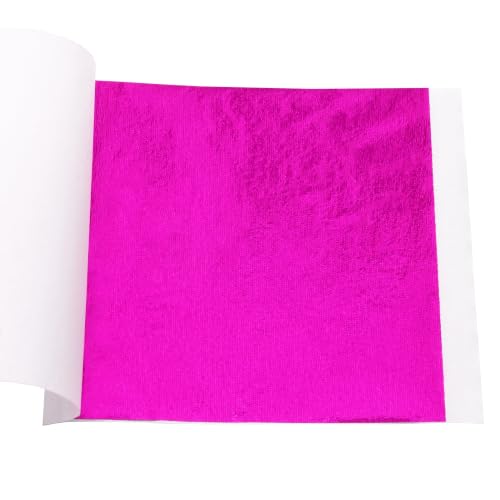 KINNO Gold Leaf Sheets for Art 300Pcs Hot Pink Gold Foil, 3.15" x 3.35" - color: 300 Sheets Hot Pink