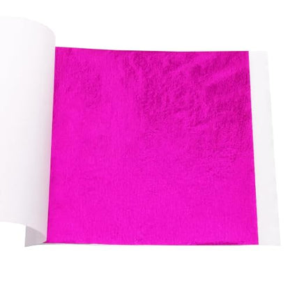 KINNO Gold Leaf Sheets for Art 300Pcs Hot Pink Gold Foil, 3.15" x 3.35" - color: 300 Sheets Hot Pink