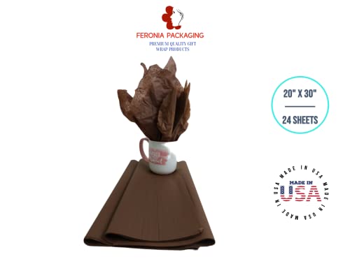 Chocolate Tissue Paper Squares, Bulk 24 Sheets, Premium Gift Wrap and Art Supplies for Birthdays, Holidays, or Presents by Feronia packaging, Large 20 Inch x 30 Inch - color: Chocolate