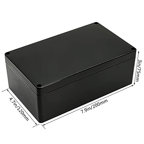 LeMotech ABS Plastic Electrical Project Case Power Junction Box, Project Box Black 7.87 x 4.72 x 2.95 inch (200 x 120 x 75 mm) - color: Black (1 pack), size: 7.87" x 4.72" x 2.95"