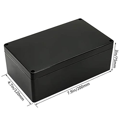 LeMotech ABS Plastic Electrical Project Case Power Junction Box, Project Box Black 7.87 x 4.72 x 2.95 inch (200 x 120 x 75 mm) - color: Black (1 pack), size: 7.87" x 4.72" x 2.95"
