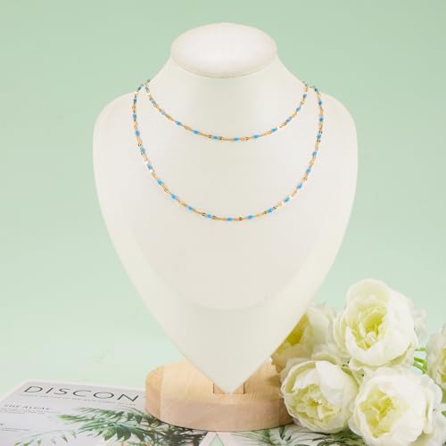 UMAOKANG Gold Plated Stainless Steel Blue Enamel Chain for Jewelry Making - color: Gold-Blue Enamel