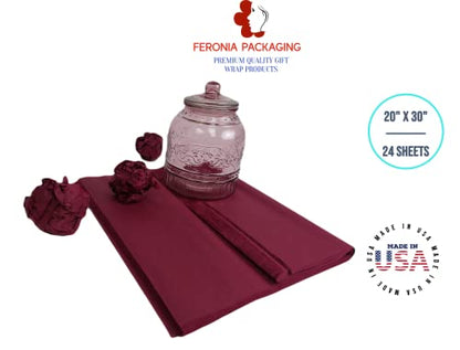 Cranberry Tissue Paper Squares, Bulk 24 Sheets, Premium Gift Wrap and Art Supplies for Birthdays, Holidays, or Presents by Feronia packaging, Large 20 Inch x 30 Inch - color: Cranberry