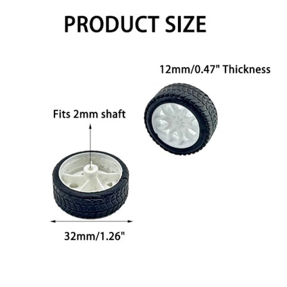 8PCS Toy Car Wheel RC Car Rubber Tire Wheel with Metal Shaft Axles for RC Car Truck Robot DIY Model Car Building Parts (2x32mm) - style: 2x32mm