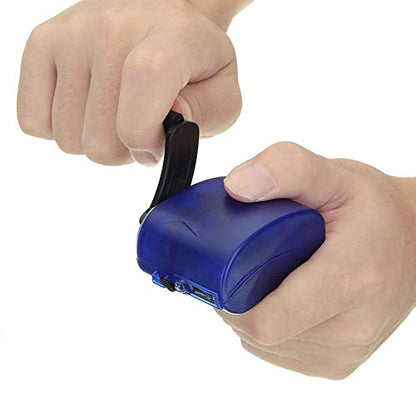 Portable Emergency 5V Hand Crank Generator Charger for Cell Phone, USB - color: Blue