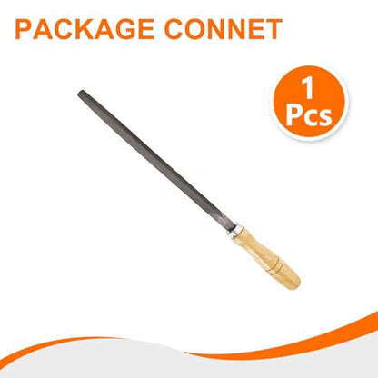 HARFINGTON Triangle Medium Teeth Cut File 10" Double Cut Teeth High Carbon Steel Hand Rasp File Wood Handle for Metal Wood Deburring Removing - size: 10", style: Medium