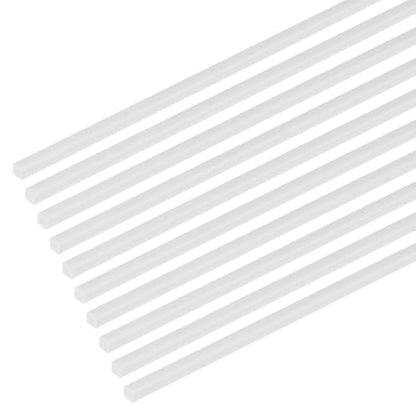 M METERXITY 10-Pack Square Plastic Bars Rods, 1mm x 250mm ABS Smooth Plastic Tube Rod for DIY Craft Sticks/Sand Table Model/Scene Making, Easy to Cut and Paint[White] - size: 1mm x 250mm