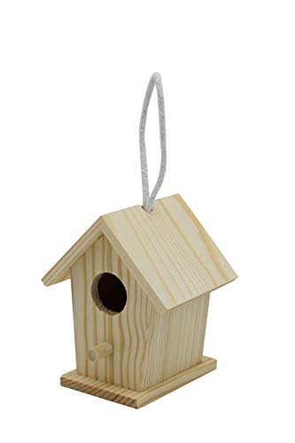 Creative Hobbies 12-Pack of Mini Wooden Bird Houses to Paint, with Hanging Cords, Unfinished DIY Design Your Own Great for Crafts, Weddings, Bible Camp and More!