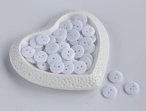 200pcs 5/8 Inch(15mm) White Buttons 2 Holes Resin Button for Sewing Clothing OR DIY Crafts - color: White
