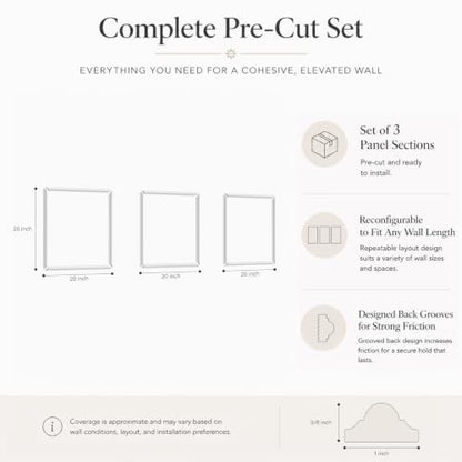 Pre-Cut Paintable Wall Molding Kit, 3 Set Accent Wall Panels (20"x 20") - size: 20"x 20"