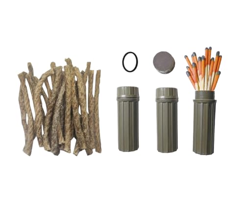 eGreen 20-100 Windproof Stormproof Matches Waterproof Cases & Rope Options - style: 3 X Matches + 20 Ropes