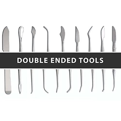 SURGICAL ONLINE Stainless Steel Wax Carvers Set, Pottery & Polymer Clay Tools, Sculpting Kit with Carrying Case