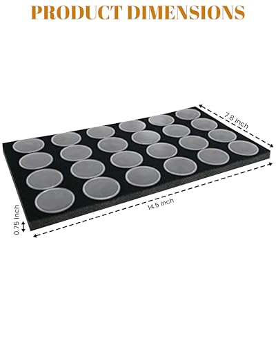 Novel Box 24 Large Gem Jars with Black Foam Gemstone Tray 14.5x7.8x0.75 - color: Black Foam Liner With 24 Gem Jars