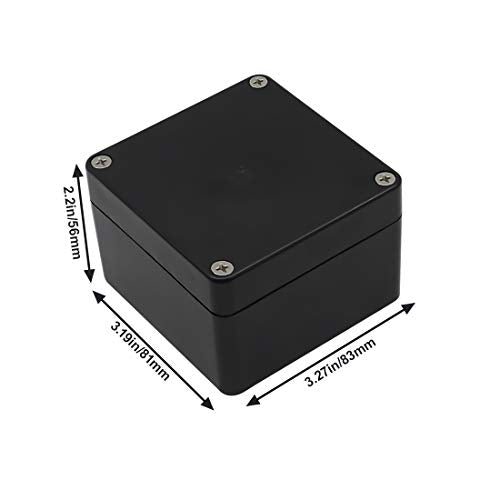 LeMotech ABS Plastic Electrical Project Case Power Junction Box, Project Box Black 3.27"x3.19"x2.2"(83 x 81 x 56mm)(Pack of 2) - color: Black (2 packs), size: 3.27" x 3.19" x 2.2"
