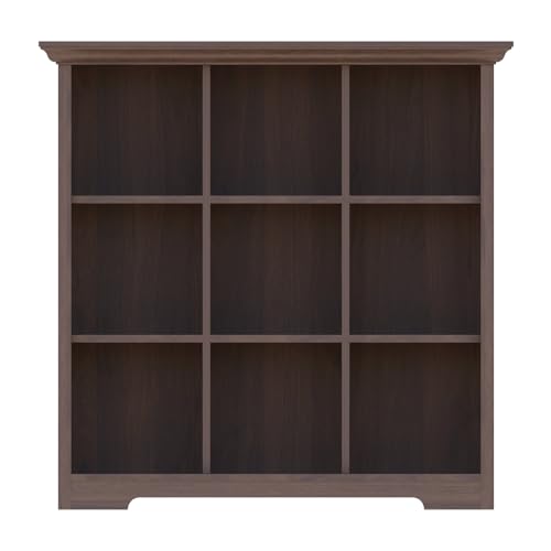 OSCHF 9-Cube Open Bookcase with Base, 3-Tier Wooden Bookshelf, Walnut - color: Walnut, size: 9-Cube