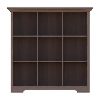 OSCHF 9-Cube Open Bookcase with Base, 3-Tier Wooden Bookshelf, Walnut - color: Walnut, size: 9-Cube
