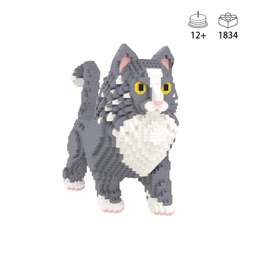 Larcele 1834 Pcs Maine Coon Cat Pet Micro Blocks Toy for Kids 8+ KLJM-05 - style: Maine Coon Cat
