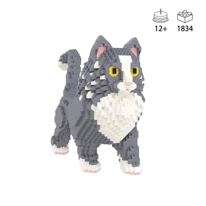 Larcele 1834 Pcs Maine Coon Cat Pet Micro Blocks Toy for Kids 8+ KLJM-05 - style: Maine Coon Cat