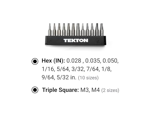 TEKTON 4 mm Hex and Triple Square Bit Set with Rail, 12-Piece | DZZ92004 - style: 12-pc. Hex/Triple Square Bit Set
