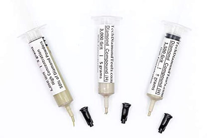 TechDiamondTools Diamond Polishing Paste Kit — 3 Grits (1050, 1500, 3000) | USA Made | Oil-Based Syringes | Progressive Polishing Set for Metal, Glass, Gemstone, Knife, Jewelry | 50% Diamond Powder - size: 1050 1500 3000 Grit, style: High 50% concentratio