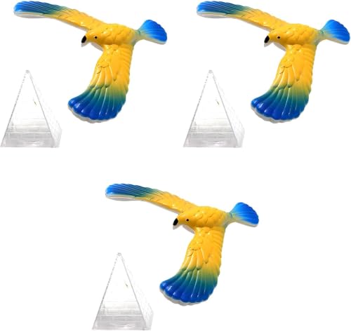 3Set Balance Bird Prop, Clear Triangle Stand Classic Gravity Balancing Eagle, Stable Anti-Fall Clear Gravity Principle Demo for Science Teaching