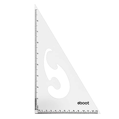 EBOOT 2 Pcs Large Transparent Triangle Ruler 30/60 and 45/90 Degrees, Clear - color: Clear