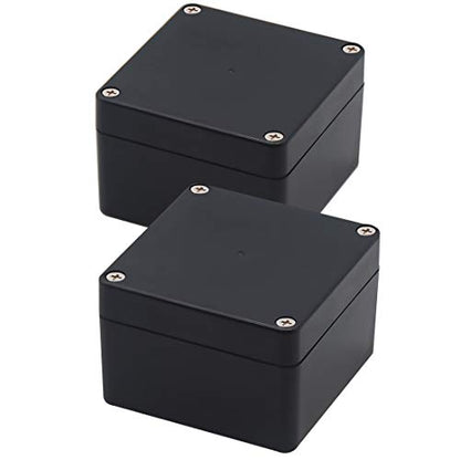 Junction Box, Zulkit Project Box IP65 Waterproof Outdoor Box ABS Plastic Electrical Boxes Electronic Enclosure Black 3.27 x 3.19 x 2.20 inch (83 x 81 x 56mm)(Pack of 2) - size: 3.27'' x 3.19'' x 2.20''(Pack of 2)