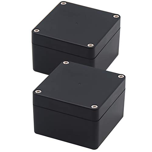 Junction Box, Zulkit Project Box IP65 Waterproof Outdoor Box ABS Plastic Electrical Boxes Electronic Enclosure Black 3.27 x 3.19 x 2.20 inch (83 x 81 x 56mm)(Pack of 2) - size: 3.27'' x 3.19'' x 2.20''(Pack of 2)