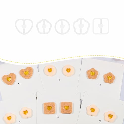 Xaekicr Heart Center Polymer Clay Cutters – 5 Shapes Clay Earring Cutters Set for DIY Jewelry – Polymer Clay Tools for Earrings & Crafts – Cute Clay Cutter Set for Valentine & Gift Projects - color: 2C color