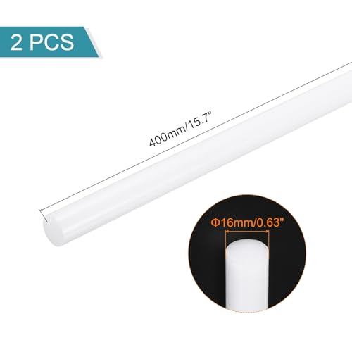 MECCANIXITY ABS Plastic Rod 16mm x 400mm White Pack of 2 Pcs - color: White, size: 16mm x 400mm