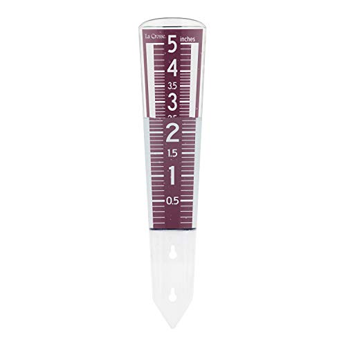 La Crosse 704-1531R-INT Large Magnifying Easy Read 5-Inch Capacity Acrylic Rain Gauge in Burgundy - color: Red