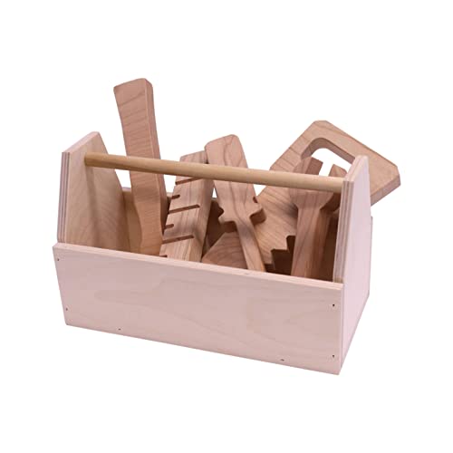 Kid's Play Tool Box Toy Set, 6 Piece Wooden Toy Tool Set