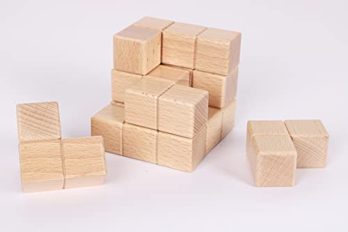 TOWO Large Wooden Soma Cube Puzzle, IQ Logic Brain Teaser Toy