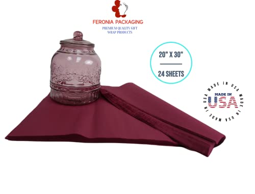 Cranberry Tissue Paper Squares, Bulk 24 Sheets, Premium Gift Wrap and Art Supplies for Birthdays, Holidays, or Presents by Feronia packaging, Large 20 Inch x 30 Inch - color: Cranberry