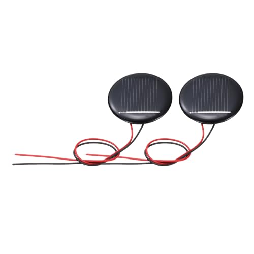 MECCANIXITY 2Pcs 0.5V 0.07W 140mA Mini Solar Panels, Round Small Polycrystalline Solar Cell Panel with Cable for DIY Electric Toy Materials Kits Charger - style: 0.5V 0.07W 140mA