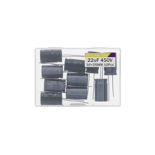 22uF 450V 16x25mm Electrolytic Capacitor 22 UF MFD 450 Volt 0.63x0.98in Aluminum Capacitors (Pack of 10) - style: 22uF 450V 16x25MM